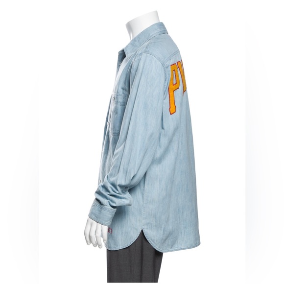 Gucci x MLB Graphic Print Pirates Denim Shirt in Light Blue Size XL New w/Tag - Picture 4 of 15